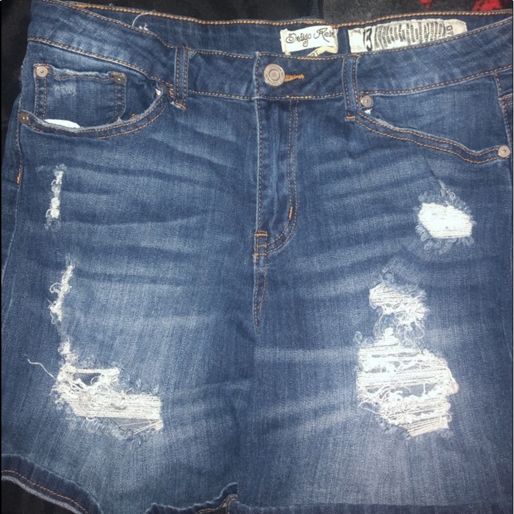 Long blue jean shorts